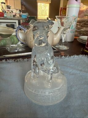 Clear and frosted crystal Dog Figurine Decorative Accent